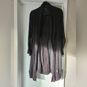 Women's Black transparent mesh patchwork sweater cardigan
